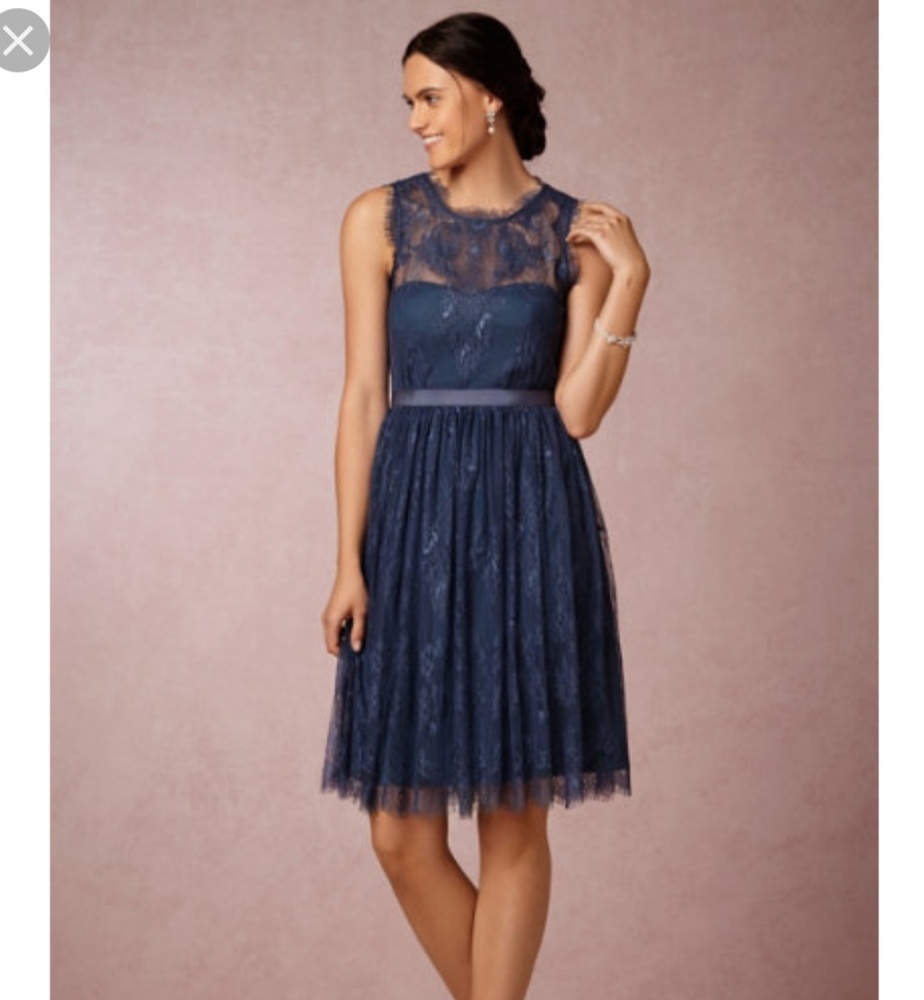 BHLDN Celia blue lace dress knee length